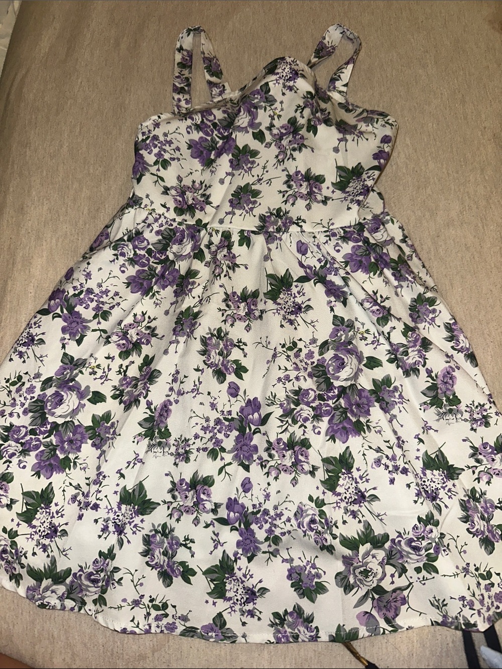 SHEIN White Sundress with Purple Floral Print